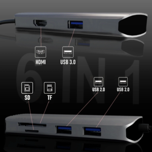 6-in-1 USB-C Hub (HDMI + USB + SD)